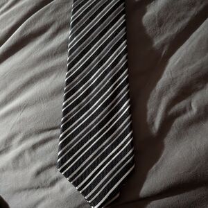 Brioni Black and White Striped Tie